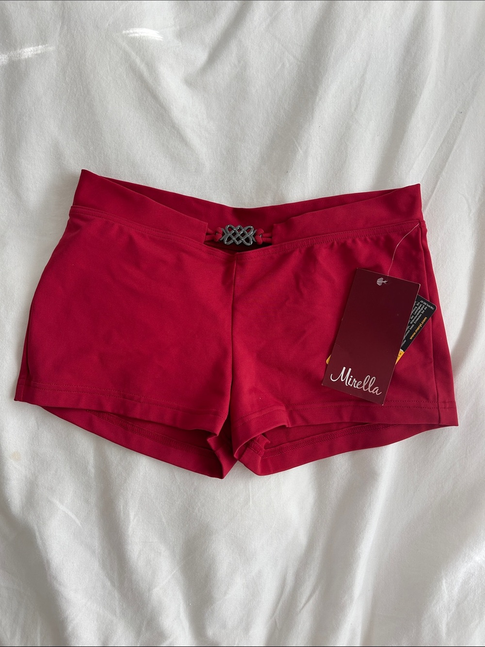 NWT Mirella Deep Berry Dance Shorts with Decorative Waist Accent